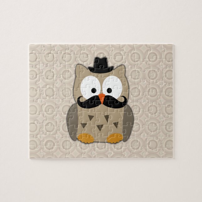 Puzzle Lechuza con bigote y Gorra (Horizontal)