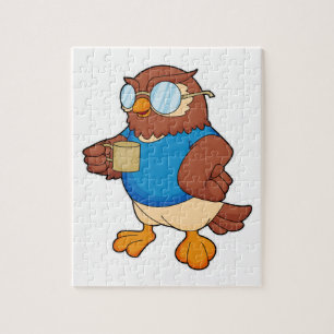 Puzzle Lechuza con tazón de café
