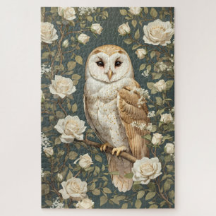 Puzzle Lechuza De Barn Y Rosas Blancas Inspiradas Por Wil