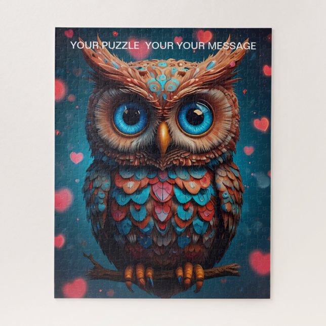 Puzzle Lechuza de corazón de amor (Vertical)