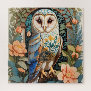 Puzzle Lechuza de grano con estampado floral de época