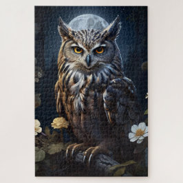 Puzzle Lechuza de la luna mirando la oscuridad