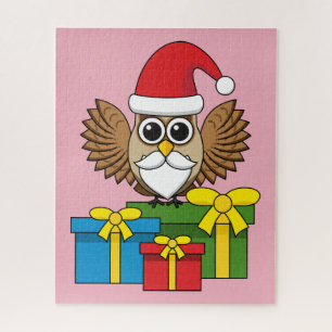 Puzzle Lechuza de Santa Claus con regalos