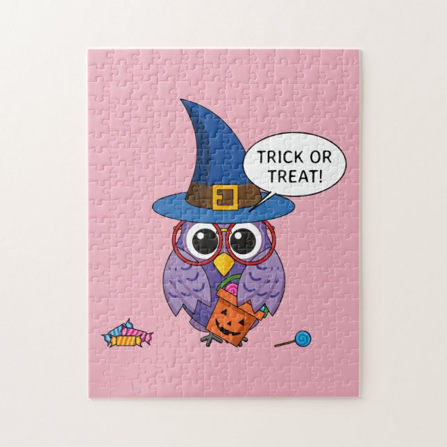 Puzzle Lechuza del asistente del personalizado - Truco o  (Vertical)