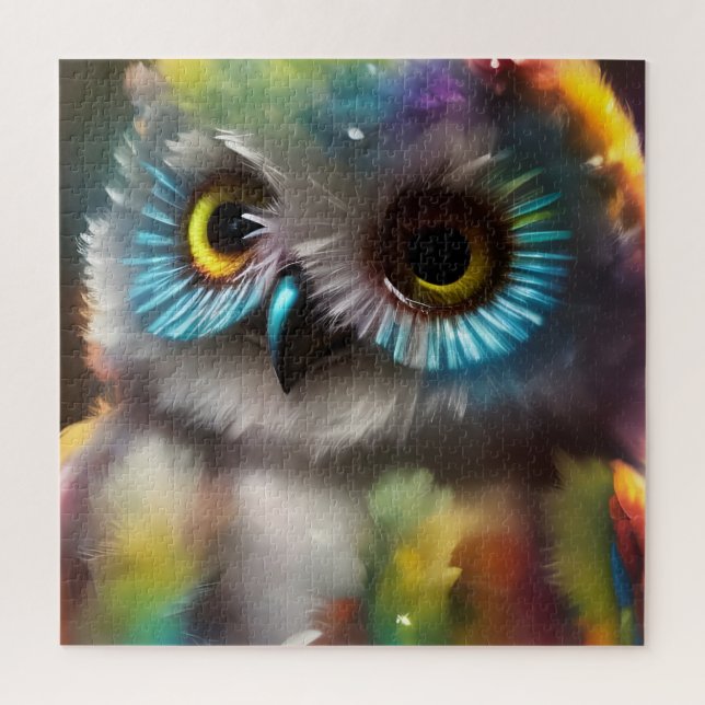 Puzzle Lechuza Fluffy Cute Colorful (Vertical)