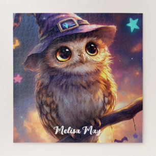 Puzzle Lechuza linda con un Gorra de brujas