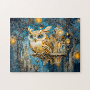 Puzzle Lechuza mística en un castillo de árboles en la no