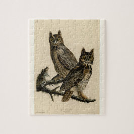 Puzzle Lechuzas de cuerno grande (por John James Audubon)