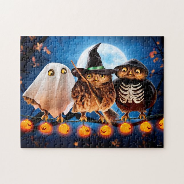 Puzzle Lechuzas de Halloween (Horizontal)
