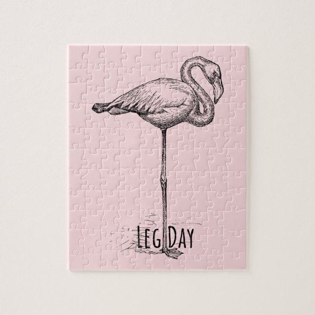 Puzzle Leg Day Elegant Flamingo Fun Fitness (Vertical)