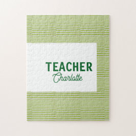 Puzzle Lemon green white stripes teacher professor name c