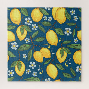 Puzzle Lemones Amarillos: Patrón de fruta tropical.