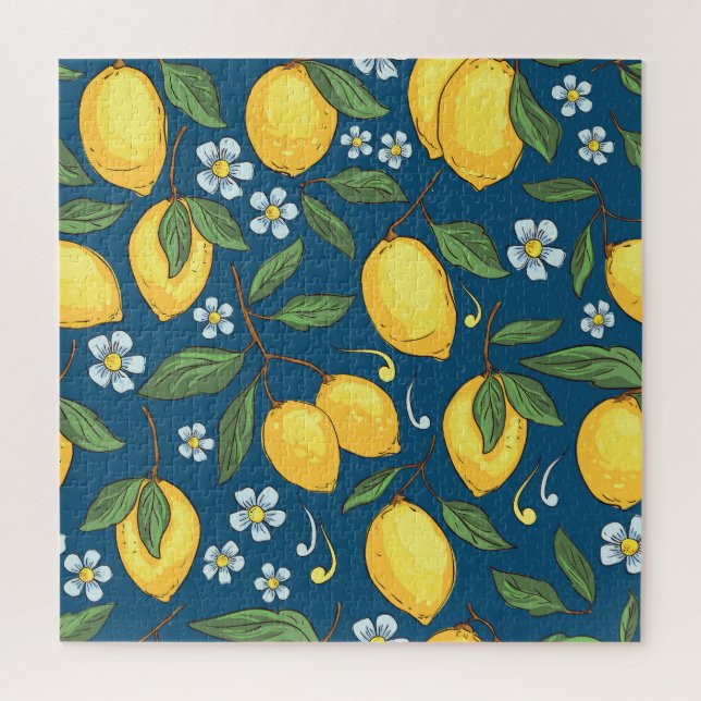 Puzzle Lemones Amarillos: Patrón de fruta tropical. (Vertical)