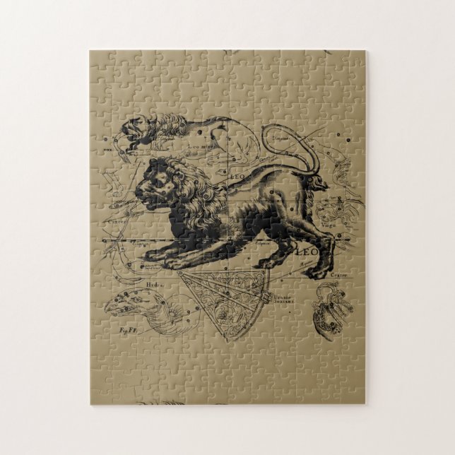 Puzzle Leo Constellation Map Hevelius circa 1690 (Vertical)