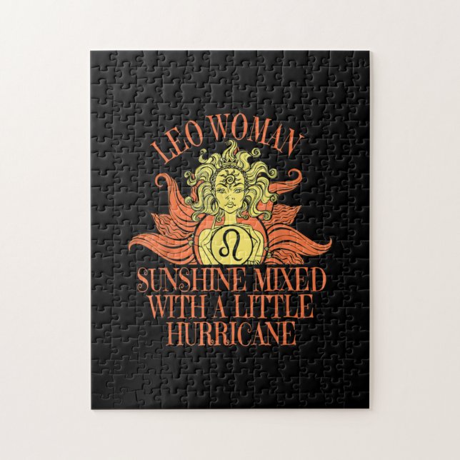 Puzzle Leo Woman Zodiac Rótulo Julio Agosto Cumpleaños (Vertical)