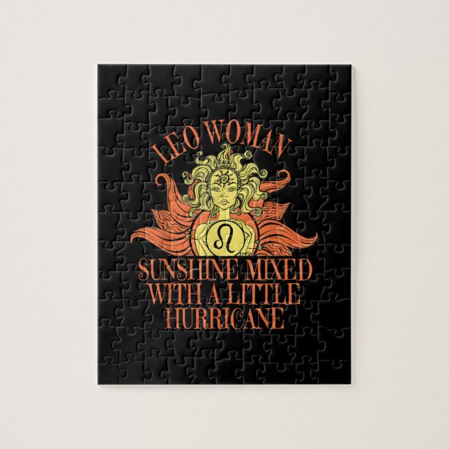 Puzzle Leo Woman Zodiac Rótulo Julio Agosto Cumpleaños (Vertical)