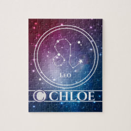 Puzzle LEO Zodiac Rótulo Purple Night Sky Stars Nombre