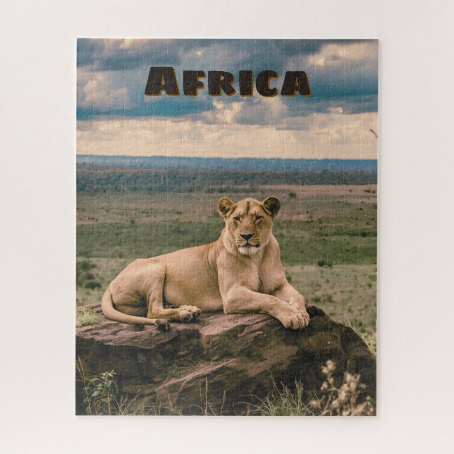 Puzzle León Africano Retro Escénico (Vertical)