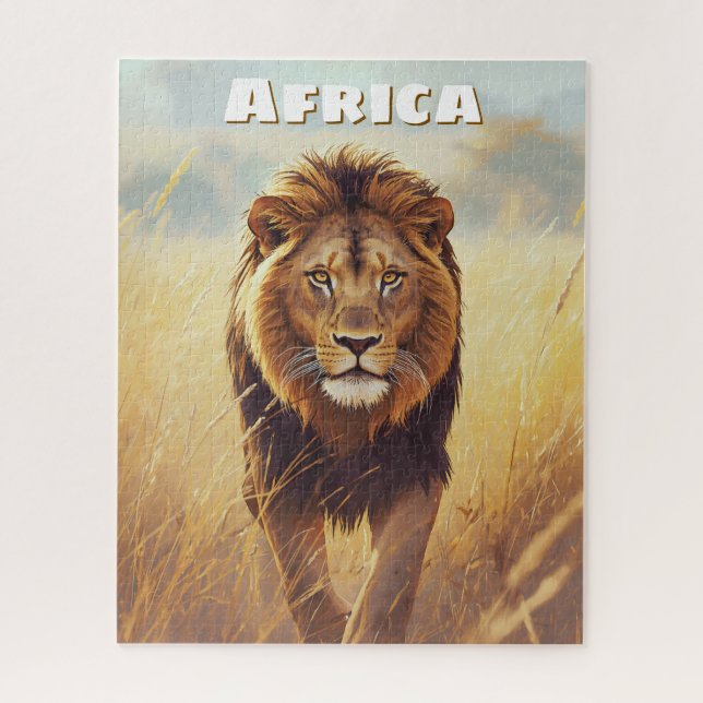 Puzzle León Africano Retro Escénico (Vertical)