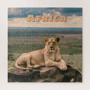 Puzzle León Africano Retro Escénico