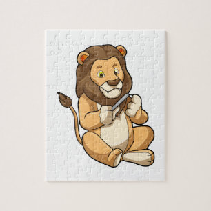 Puzzle León con flechas en el clavo