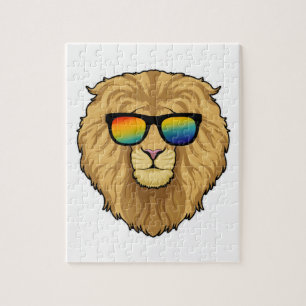 Puzzle León con gafas de sol