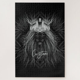 Puzzle León con monograma de la corona negro