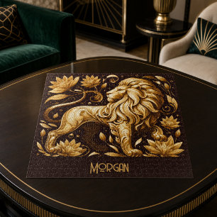 Puzzle León Dorado Majestuoso Personalizado