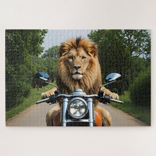 Puzzle León en motocicleta (Horizontal)