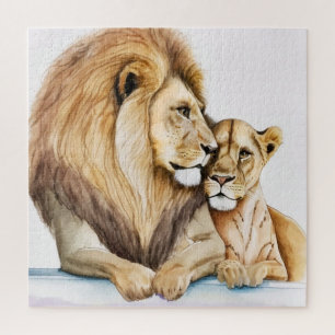 Puzzle León enamorado pareja de leones foto para león Lov