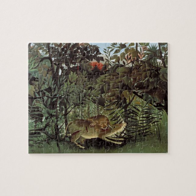 Puzzle León hambriento de Henri Rousseau, animal salvaje  (Horizontal)