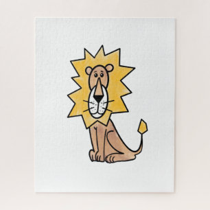 Puzzle león lindo dibujos animados niños retro safari sel