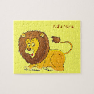 Puzzle León lindo nombre personalizado niños