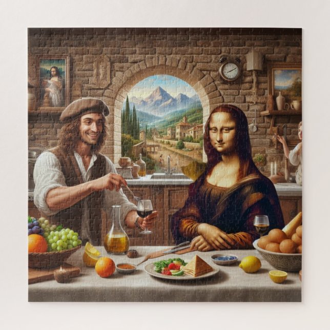 Puzzle Leonardo Haciendo Cena Por La Mona Lisa (Vertical)