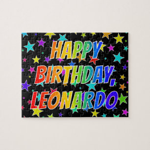 Puzzle "LEONARDO" Nombre, Diversión "FELIZ CUMPLEAÑOS"