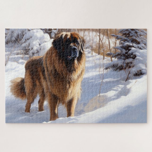 Puzzle Leonberger Deja que nieve Navidad (Horizontal)