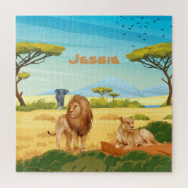 Puzzle Leones personalizados en la sabana