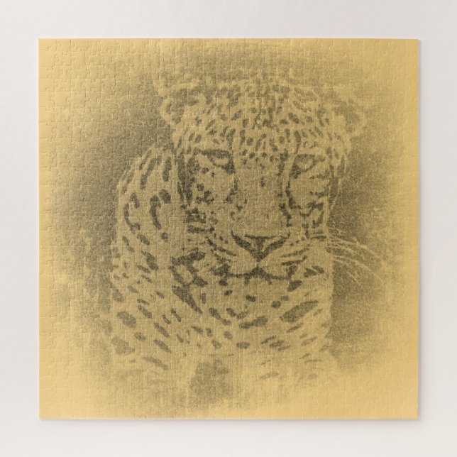 Puzzle Leopard Portrait Vintage (Vertical)