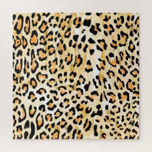 Puzzle Leopardo amarillo, dibujado a mano.