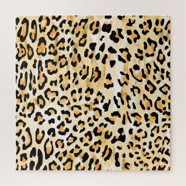 Puzzle Leopardo amarillo, dibujado a mano. (Vertical)