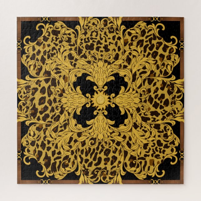 Puzzle Leopardo barroco, impresión de animales orgánicos (Vertical)
