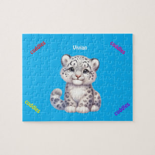Puzzle Leopardo de las nieves gris y blanco