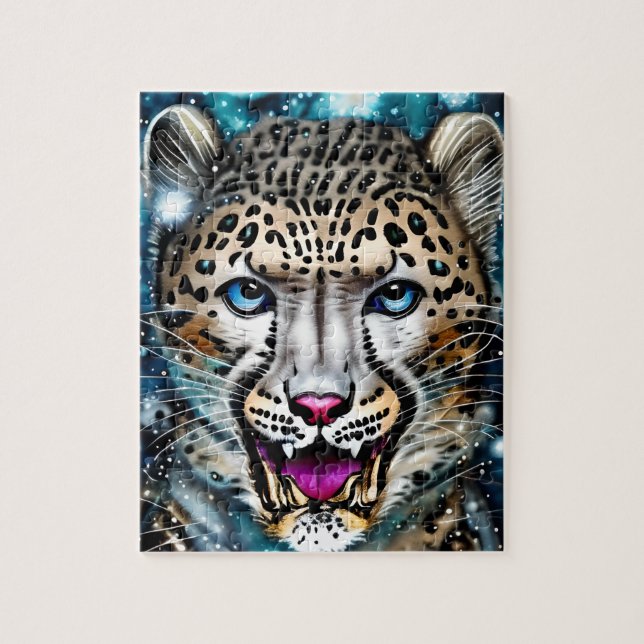 Puzzle Leopardo de las nieves Steampunk (Vertical)