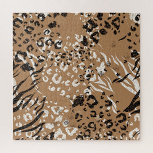 Puzzle Leopardo moderno: patrón de naturaleza salvaje.