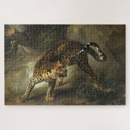 Puzzle Leopardo salvaje feroz (por Jean-Baptiste Oudry)