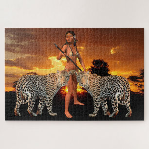 Puzzle Leopardos y Chica