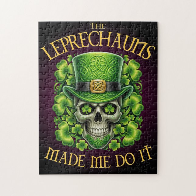 Puzzle Leprechauns Made Me Do It Skull St Patrics Day (Vertical)
