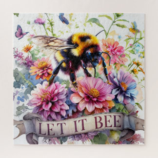 Puzzle Let It Bee – Aquarela Abejorro Primavera Floral 