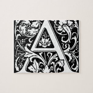 Puzzle Letra A Monograma Medieval Art Nouveau