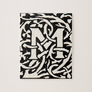 Puzzle Letra Art Nouveau Monograma M Antiguo